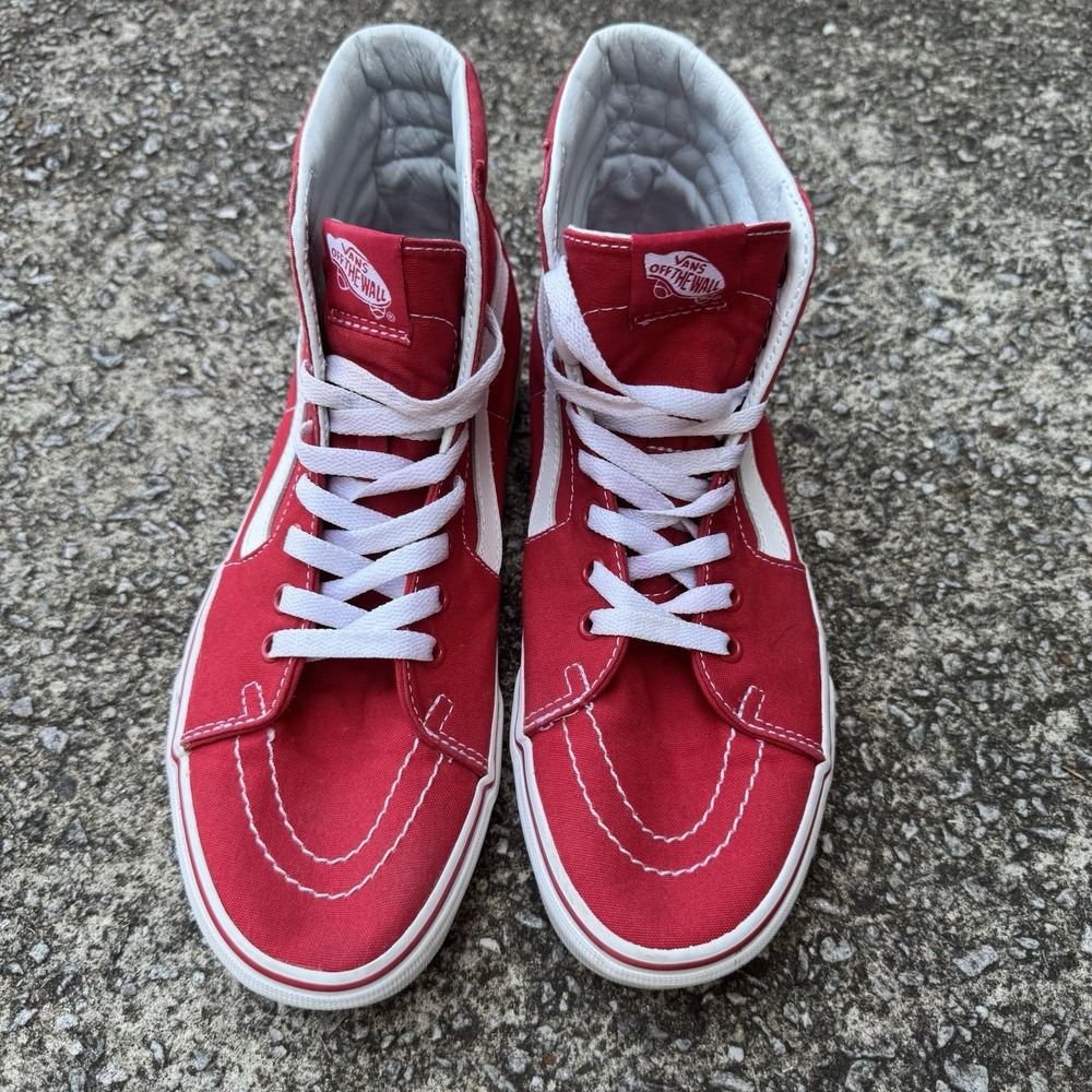 Vans Sk8-Hi Racing Red Men's 9‎ Women's 10.5 Sneaker Skater Canvas Hi-Top Shoes - Picture 2 of 10